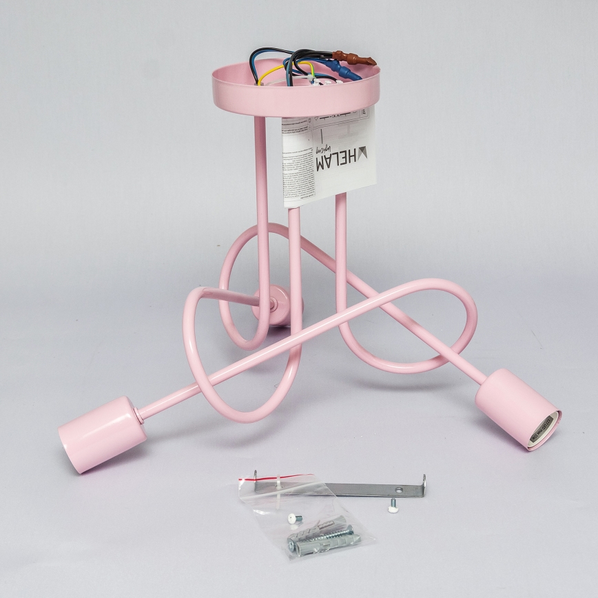 Lámpara de techo de superficie OXFORD 3xE27/15W/230V rosa