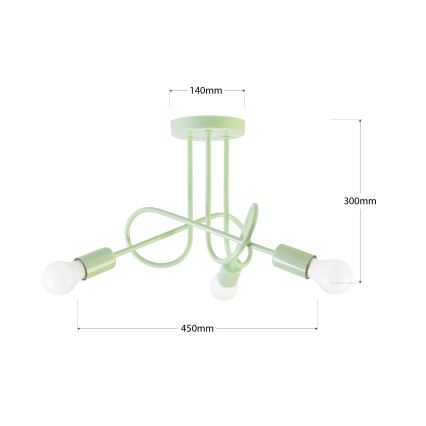Lámpara de techo de superficie OXFORD 3xE27/15W/230V verde