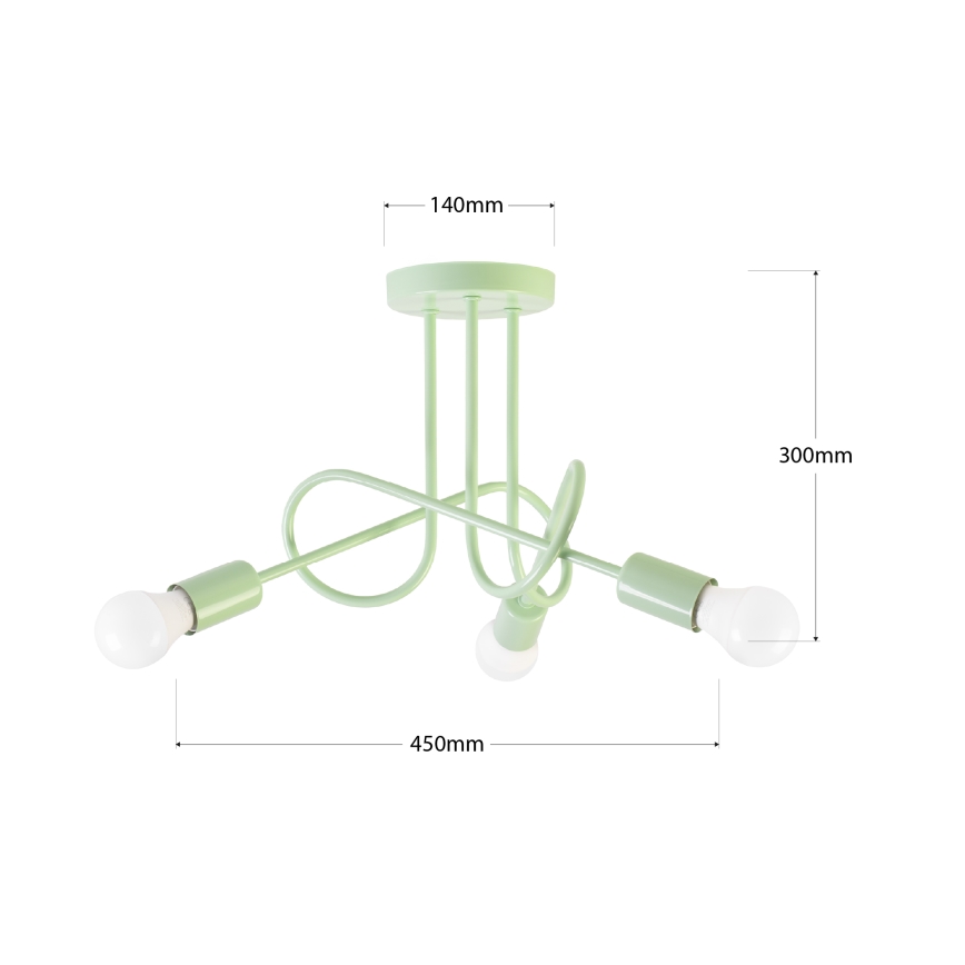 Lámpara de techo de superficie OXFORD 3xE27/15W/230V verde