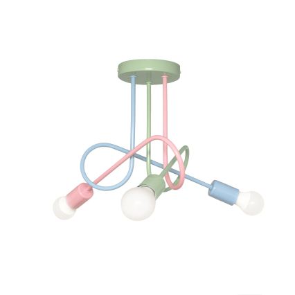 Lámpara de techo de superficie OXFORD 3xE27/15W/230V verde/rosa/azul