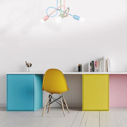 Lámpara de techo de superficie OXFORD 3xE27/15W/230V verde/rosa/azul