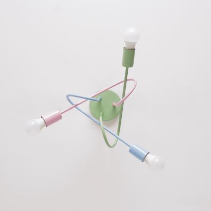 Lámpara de techo de superficie OXFORD 3xE27/15W/230V verde/rosa/azul