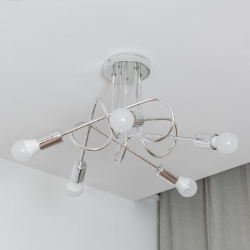 Lámpara de techo de superficie OXFORD 5xE27/15W/230V cromo brillante