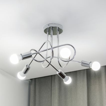 Lámpara de techo de superficie OXFORD 5xE27/15W/230V cromo brillante