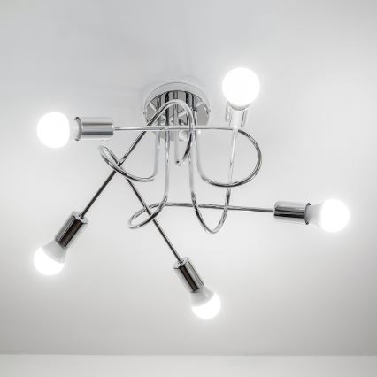 Lámpara de techo de superficie OXFORD 5xE27/15W/230V cromo brillante