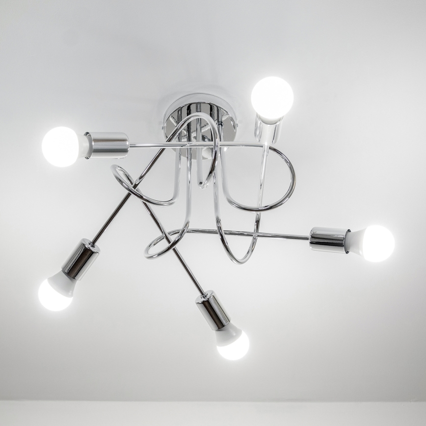 Lámpara de techo de superficie OXFORD 5xE27/15W/230V cromo brillante