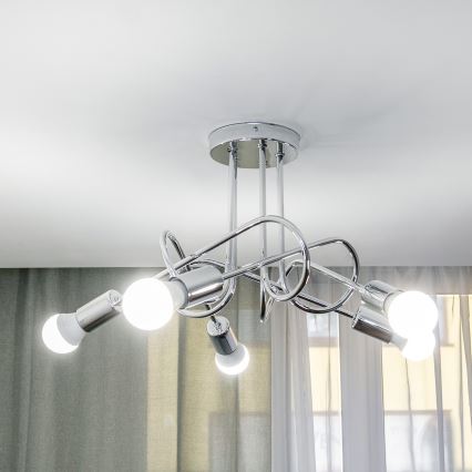 Lámpara de techo de superficie OXFORD 5xE27/15W/230V cromo brillante