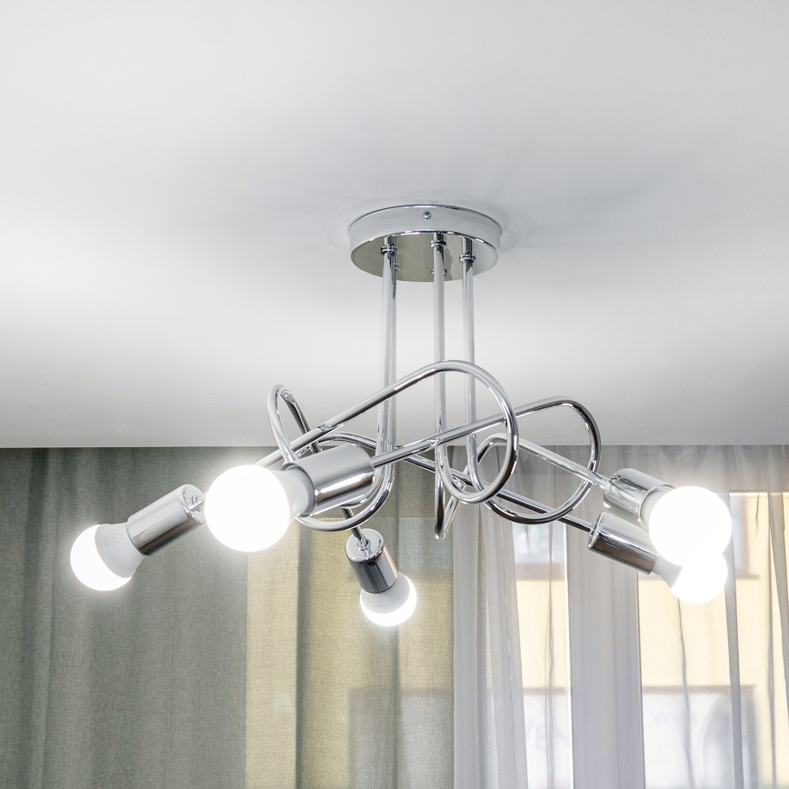 Lámpara de techo de superficie OXFORD 5xE27/15W/230V cromo brillante