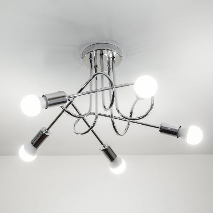 Lámpara de techo de superficie OXFORD 5xE27/15W/230V cromo brillante