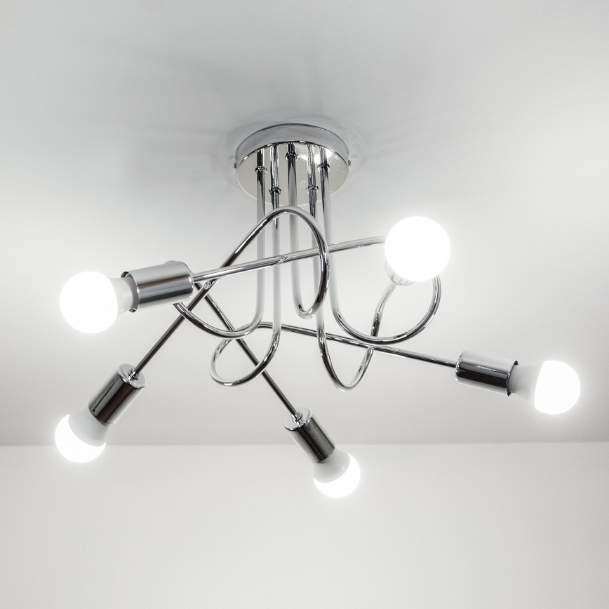 Lámpara de techo de superficie OXFORD 5xE27/15W/230V cromo brillante