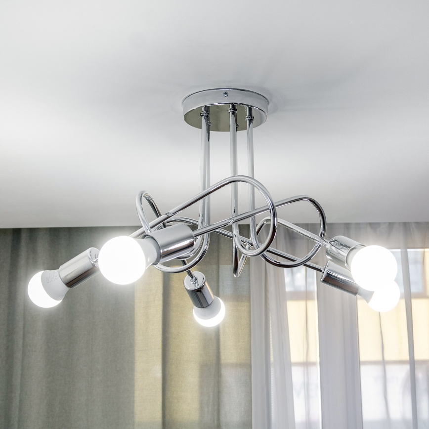 Lámpara de techo de superficie OXFORD 5xE27/15W/230V cromo brillante