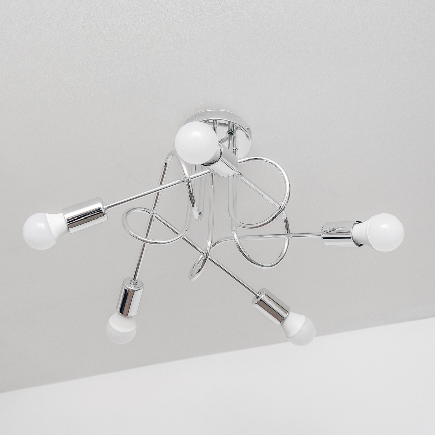 Lámpara de techo de superficie OXFORD 5xE27/15W/230V cromo brillante