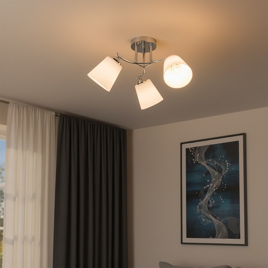 Lámpara de techo de superficie PAFOS 3xE27/15W/230V cromo brillante