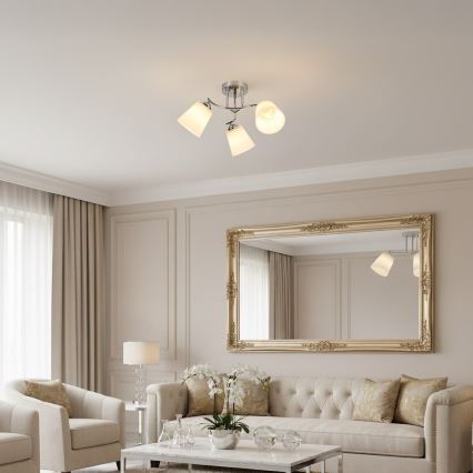 Lámpara de techo de superficie PAFOS 3xE27/15W/230V cromo brillante