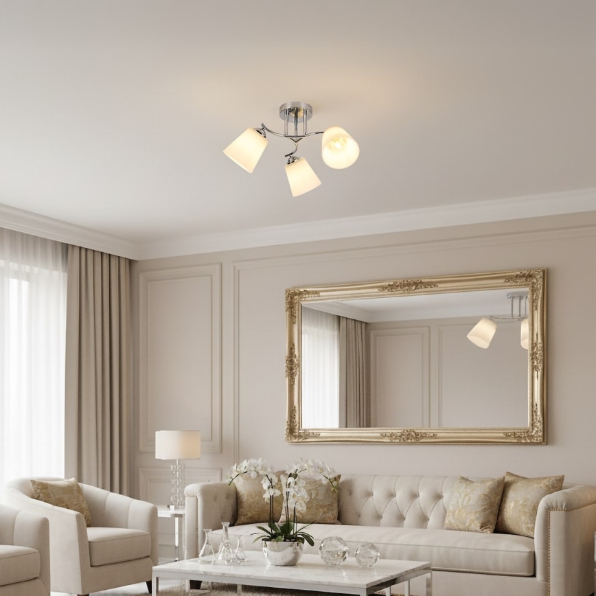 Lámpara de techo de superficie PAFOS 3xE27/15W/230V cromo brillante