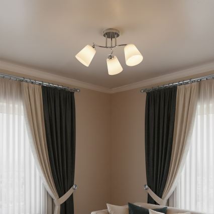 Lámpara de techo de superficie PAFOS 3xE27/15W/230V cromo brillante