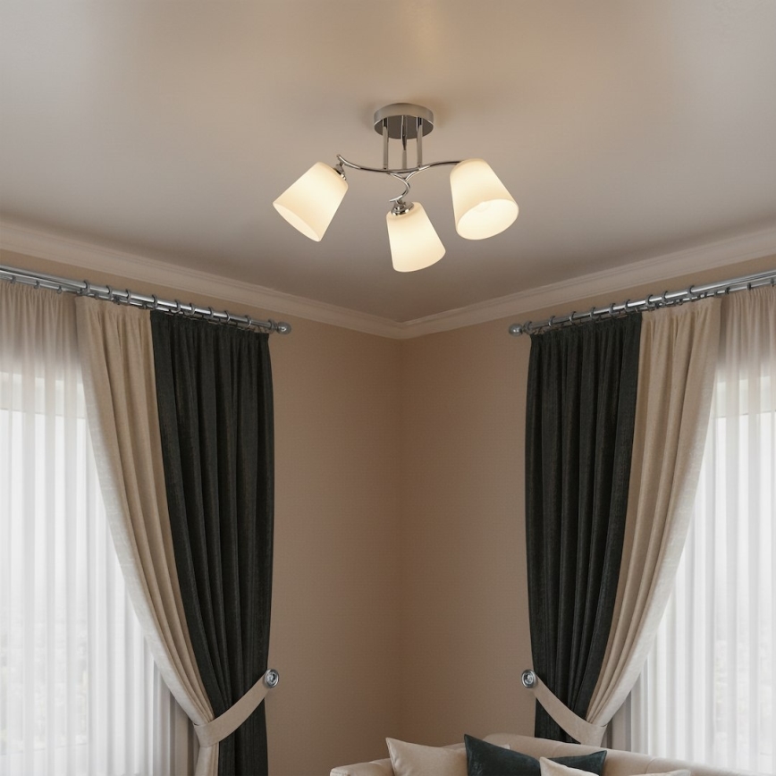 Lámpara de techo de superficie PAFOS 3xE27/15W/230V cromo brillante