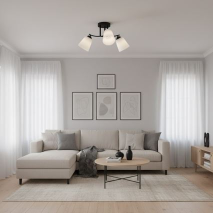 Lámpara de techo de superficie PAFOS 3xE27/15W/230V negra