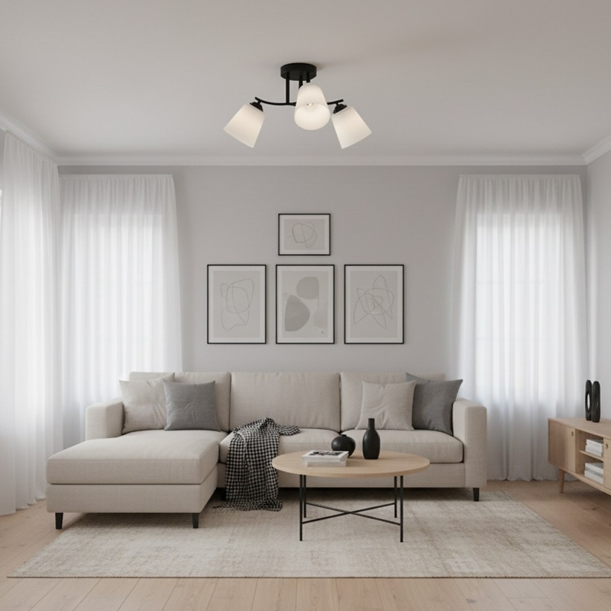 Lámpara de techo de superficie PAFOS 3xE27/15W/230V negra