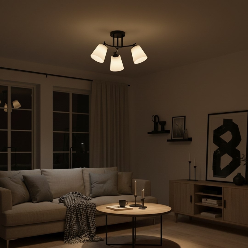 Lámpara de techo de superficie PAFOS 3xE27/15W/230V negra