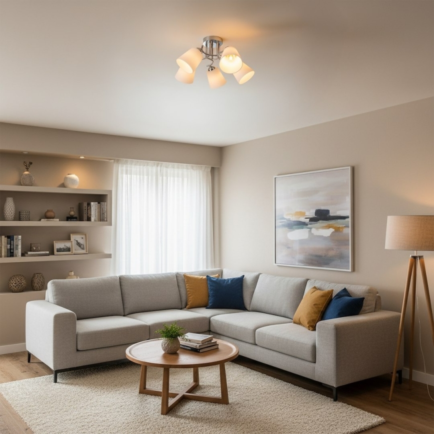 Lámpara de techo de superficie PAFOS 5xE27/15W/230V cromo brillante