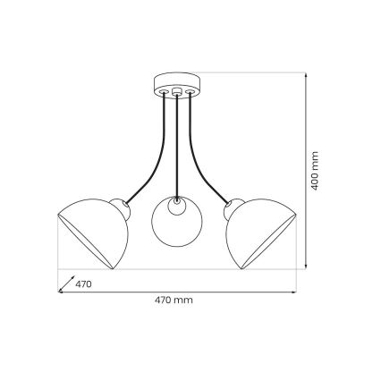 Lámpara de techo de superficie QUEEN 3xE27/15W/230V, negra