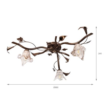 Lámpara de techo de superficie ROZETA 3xE14/40W/230V bronce