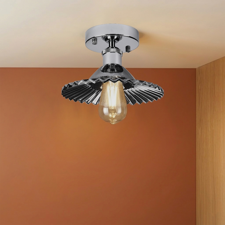 Lámpara de techo de superficie TRISH 1xE27/15W/230V cromo brillante/negro ahumado