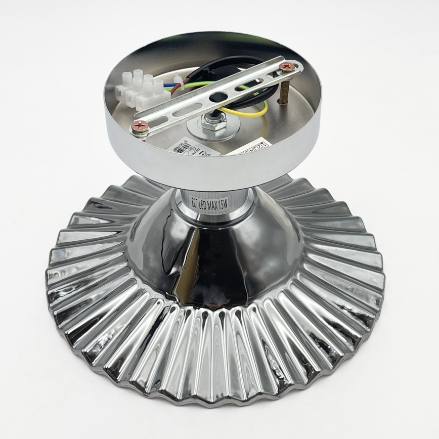 Lámpara de techo de superficie TRISH 1xE27/15W/230V cromo brillante/negro ahumado