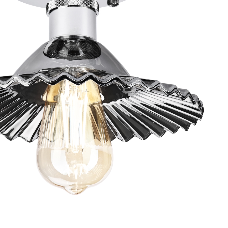 Lámpara de techo de superficie TRISH 1xE27/15W/230V cromo brillante/negro ahumado