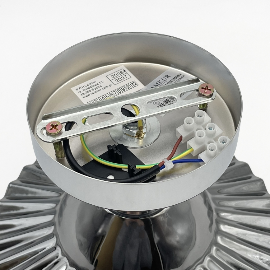 Lámpara de techo de superficie TRISH 1xE27/15W/230V cromo brillante/negro ahumado