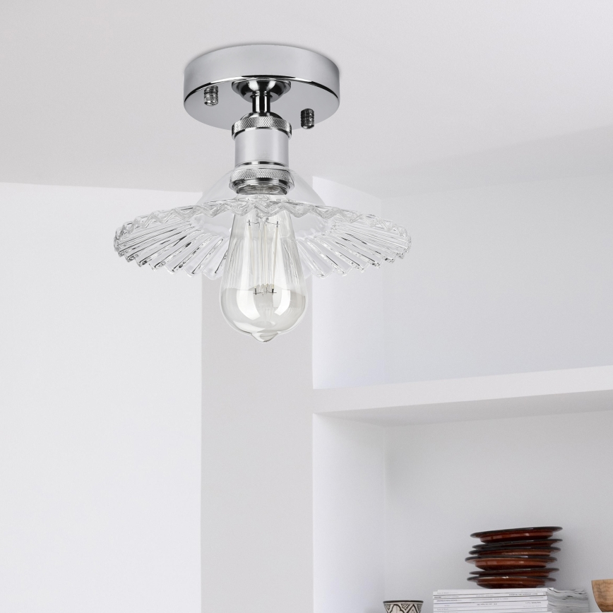 Lámpara de techo de superficie TRISH 1xE27/15W/230V cromo brillante/transparente