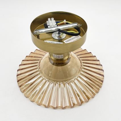 Lámpara de techo de superficie TRISH 1xE27/15W/230V dorada/beige ahumado