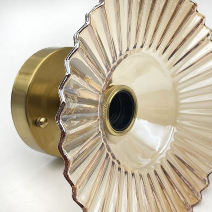 Lámpara de techo de superficie TRISH 1xE27/15W/230V dorada/beige ahumado