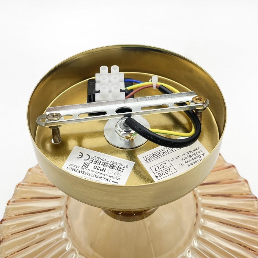 Lámpara de techo de superficie TRISH 1xE27/15W/230V dorada/beige ahumado