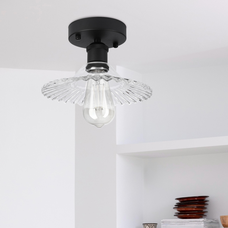 Lámpara de techo de superficie TRISH 1xE27/15W/230V negra/transparente