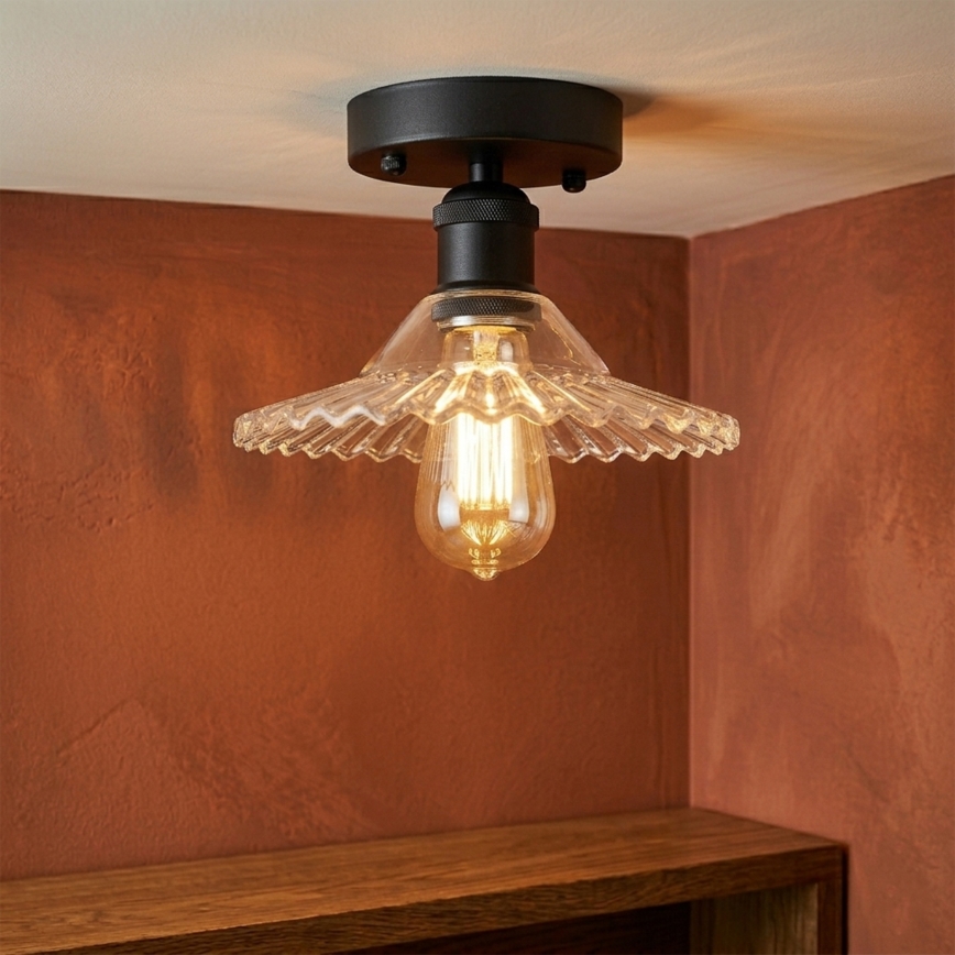 Lámpara de techo de superficie TRISH 1xE27/15W/230V negra/transparente