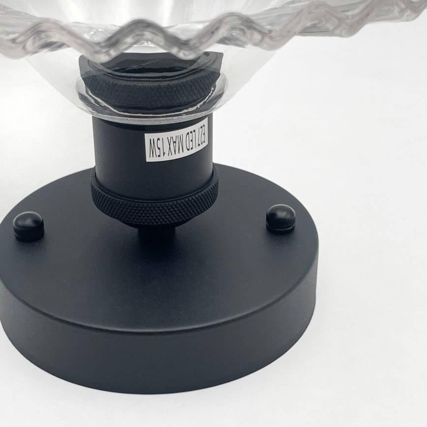 Lámpara de techo de superficie TRISH 1xE27/15W/230V negra/transparente