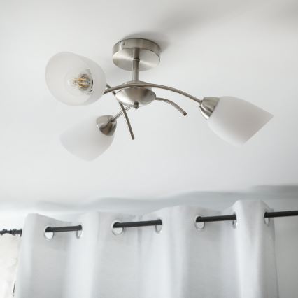 Lámpara de techo DONNA 3xE27/60W/230V níquel