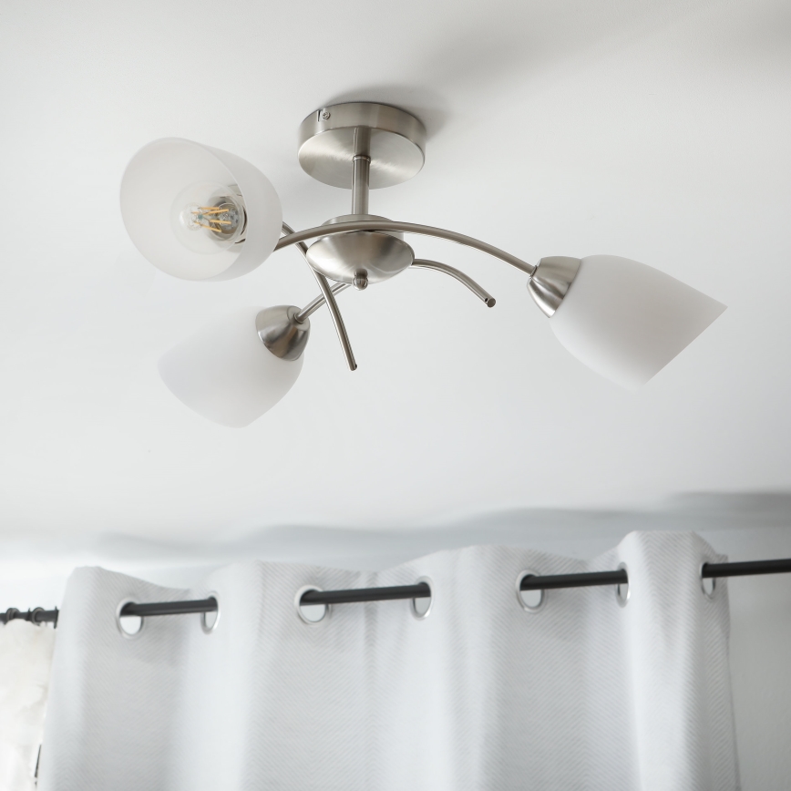 Lámpara de techo DONNA 3xE27/60W/230V níquel