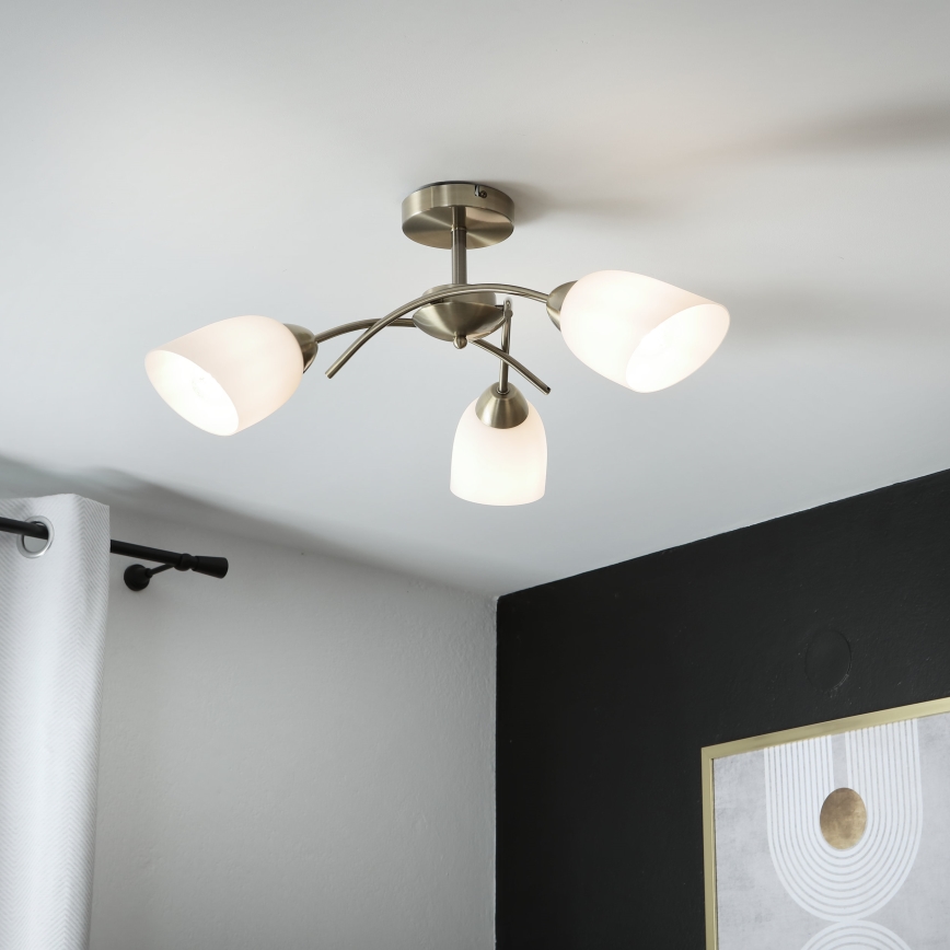 Lámpara de techo DONNA 3xE27/60W/230V pátina