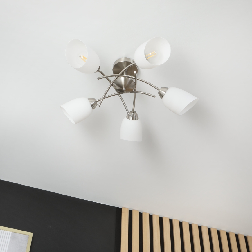 Lámpara de techo DONNA 5xE27/60W/230V níquel