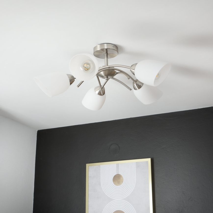 Lámpara de techo DONNA 5xE27/60W/230V níquel