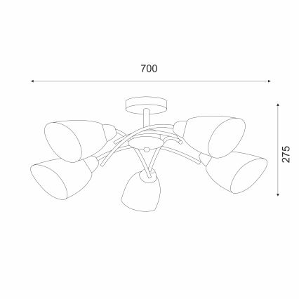 Lámpara de techo DONNA 5xE27/60W/230V níquel