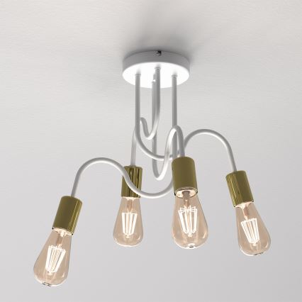 Lámpara de techo DOW 4xE27/60W/230V blanco/dorado