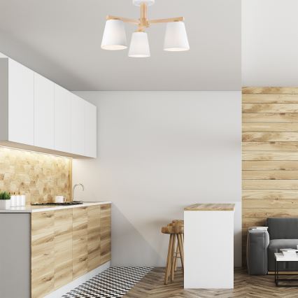 Lámpara de techo empotrada ELLIE 3xE27/60W/230V haya