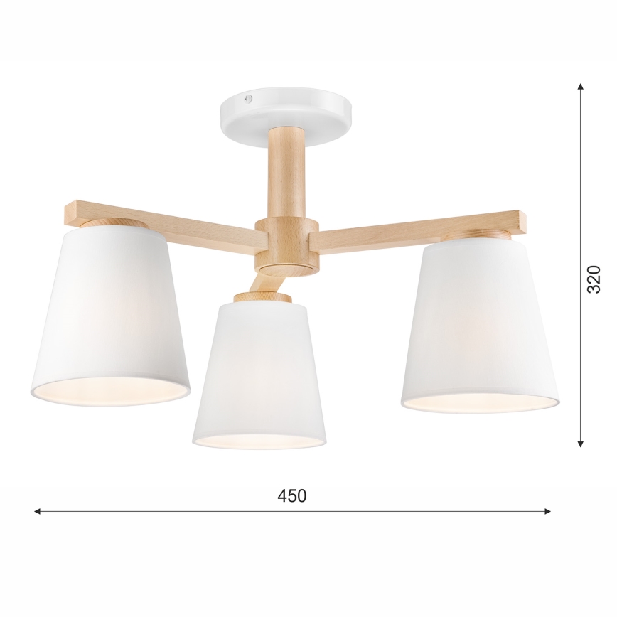 Lámpara de techo empotrada ELLIE 3xE27/60W/230V haya