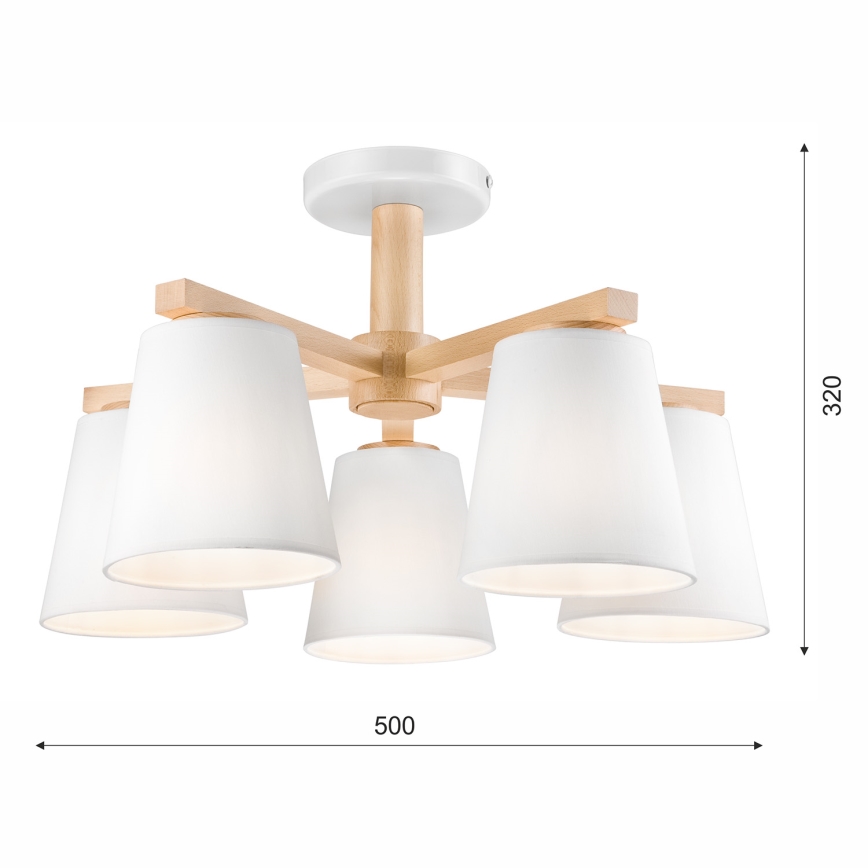 Lámpara de techo empotrada ELLIE 5xE27/60W/230V blanca/haya