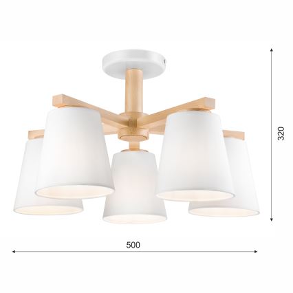 Lámpara de techo ELLIE 5xE27/60W/230V blanco/haya