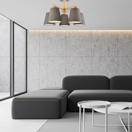 Lámpara de techo ELLIE 5xE27/60W/230V gris/haya
